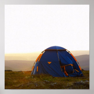 Poster séjour camping en Laponie au soleil du soir