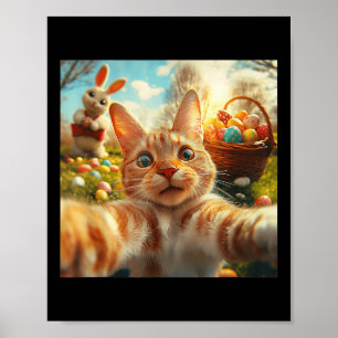 Poster Selfie Chat De Pâques Drôle Avec Adultes Du Lapin 