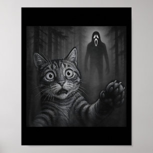 Poster Selfie De Chat Drôle Avec Fantôme Halloween Frappé