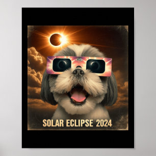 Poster Selfie Shih Tzu Enfants Mens Éclipse Solaire