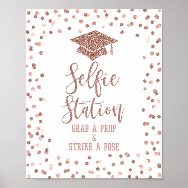 Poster Selfie Station Graduation Party Signé Rose Gold (Devant)