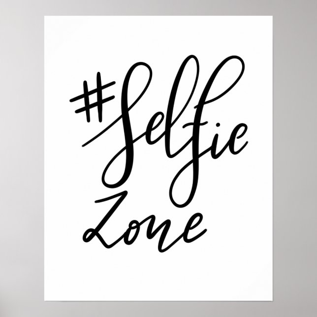 Poster Selfie Zone Script manuscrit Panneau Mariage moder (Devant)