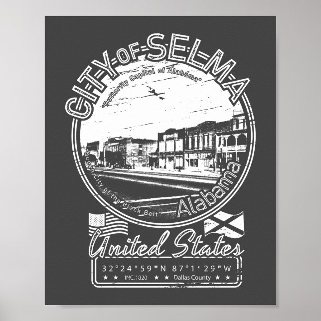 POSTER SELMA CITY VINTAGE - ALABAMA (Devant)