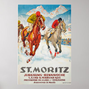 Poster Semaine de course du jubilé de St Moritz 1925 Suis