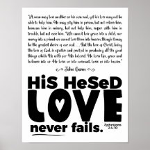 Poster semi-brillant 11x14 "Hesed Never Fails"