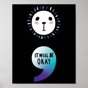 Poster Semicolon Continuer la sensibilisation à la santé 