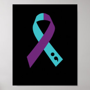 Poster Semicolon de ruban violet turquoise Prévention du 