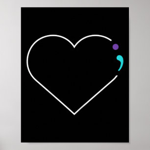 Poster Semicolon du coeur Sensibilisation à la santé ment