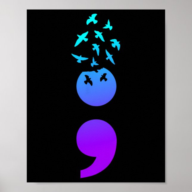 Poster Semicolon Oiseaux Sensibilisation au suicide Suici (Devant)