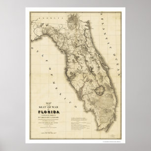 Poster Seminole War Florida Map 1839