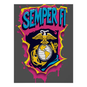 Poster Semper Fi USMC Marine militaire