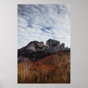 Poster Seneca Rocks à Fall, Virginie-Occidentale