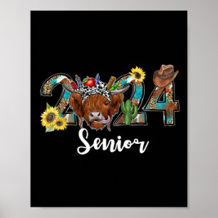 Poster Senior 2024 Highland Cow Western Graduation Class