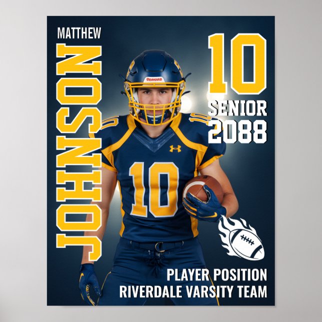 Poster Senior Football Team Player Photo Gift Sports (Devant)