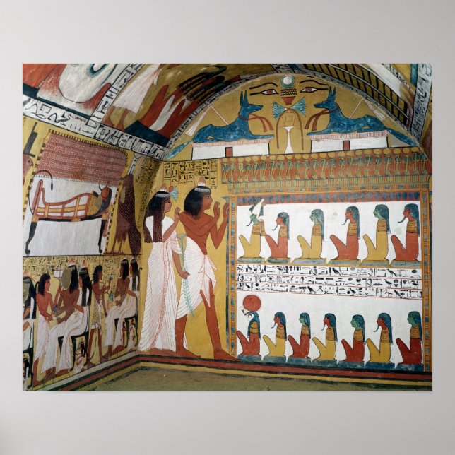 Poster Sennedjem et sa femme face à un naos (Devant)