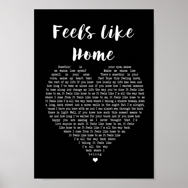 Poster Sens Comme Accueil Coeur Noir Chanson Lyrique Impr (Devant)
