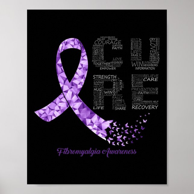 Poster Sensibilisation à la fibromyalgie du ruban pourpre (Devant)