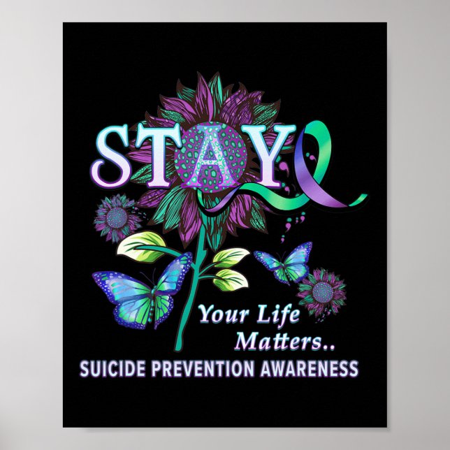 Poster Sensibilisation à la prévention du suicide Restez  (Devant)