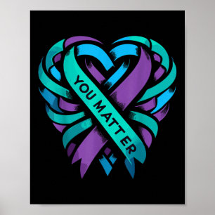 Poster Sensibilisation à la prévention du suicide Teal Pu