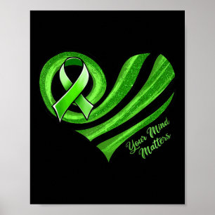 Poster Sensibilisation à la santé mentale Coeur Vert Sant