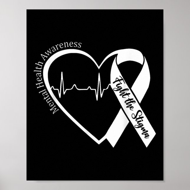 Poster Sensibilisation à la santé mentale Lutte cardiaque (Devant)