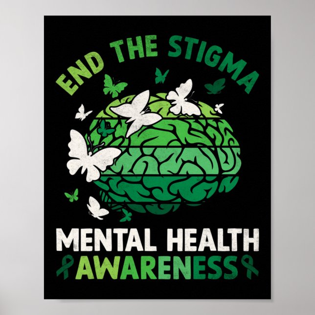 Poster Sensibilisation à la santé mentale Mettre fin à la (Devant)
