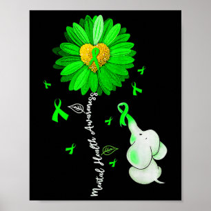Poster Sensibilisation à la santé mentale Tournesol Vert 