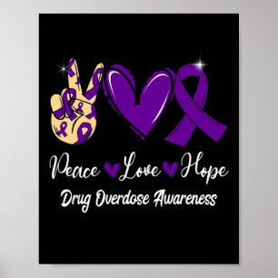 Poster Sensibilisation à la surdose de drogue Paix Amour 