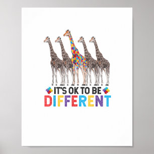 Poster Sensibilisation à l'autisme Girafe Animal Mignon C