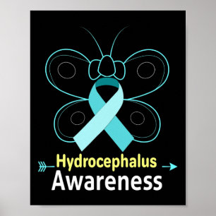 Poster Sensibilisation à l'hydrocéphalie du ruban bleu cl