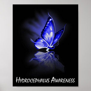 Poster Sensibilisation à l'hydrocéphalie du ruban papillo