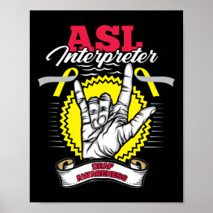 Poster Sensibilisation Asl Deafness Heure Perte Guerrier
