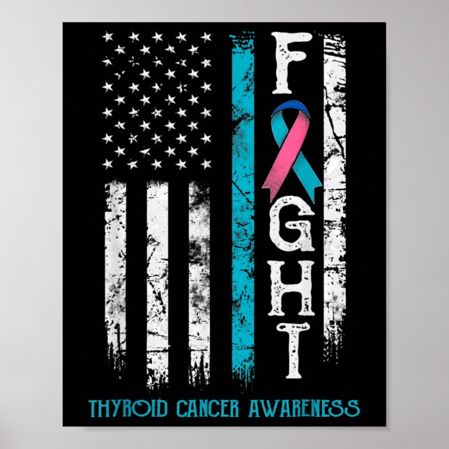 Poster Sensibilisation au cancer Bleu rose Turquoise ruba (Devant)