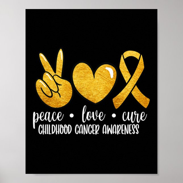 Poster Sensibilisation au cancer de l'enfance Paix Amour  (Devant)