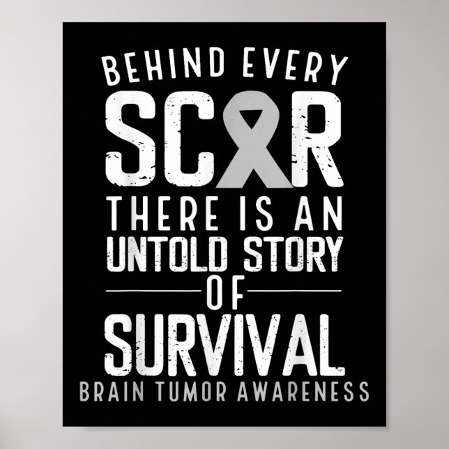 Poster Sensibilisation au cancer du cerveau Survivant Gri (Devant)