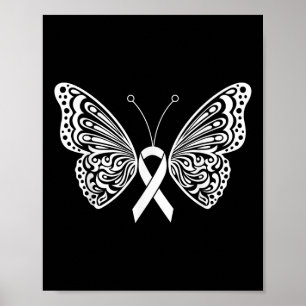 Poster Sensibilisation au cancer du poumon Blanc Ruban Pa