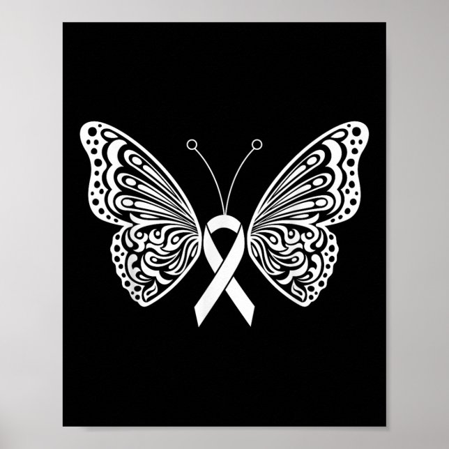 Poster Sensibilisation au cancer du poumon Blanc Ruban Pa (Devant)