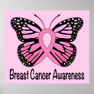 Poster Sensibilisation au cancer du sein avec ruban papil