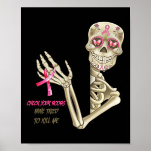 Poster Sensibilisation au cancer du sein Squelette Vérifi