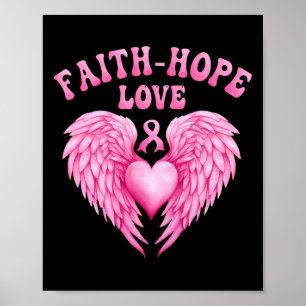 Poster Sensibilisation au cancer Faith-hope Ribbon Combat