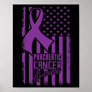 Poster Sensibilisation au cancer pancréatique Drapeau amé