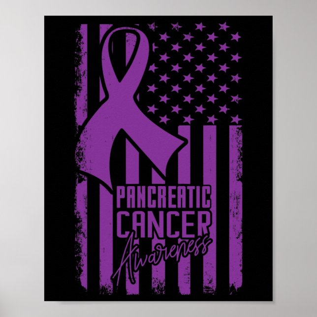Poster Sensibilisation au cancer pancréatique Drapeau amé (Devant)