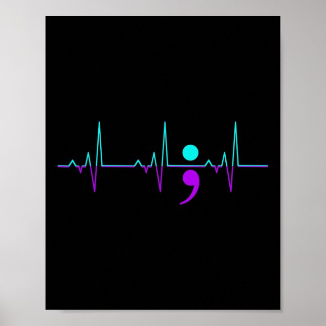 Poster Sensibilisation au suicide Heartbeat Happy Ribbon  (Devant)