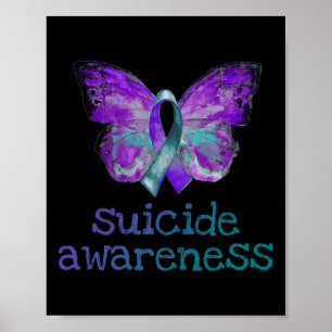 Poster Sensibilisation au suicide Papillon Turquoise pour
