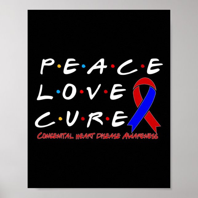 Poster Sensibilisation aux maladies cardiaques Paix Amour (Devant)