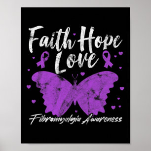 Poster Sensibilisation Papillon pourpre Fibro Grunge guer