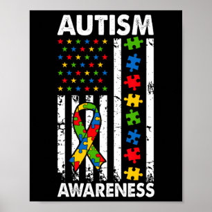 Poster Sensibilisation sur l'autisme American Flag Puzzle