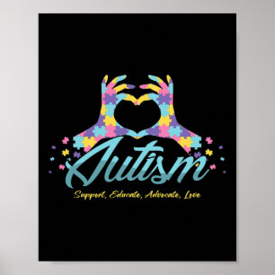 Poster Sensibilisation sur l'autisme Coeur Puzzle Ribbon