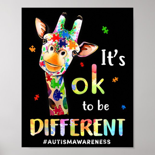 Poster Sensibilisation sur l'autisme Cute Giraffe Animal  (Devant)