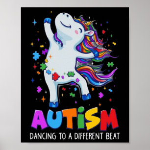 Poster Sensibilisation sur l'autisme Dabbing Unicorn Puzz